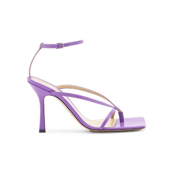 NEW Bottega Veneta Stretch Heels Shoes Purple leather sandals 608835 Sz 37